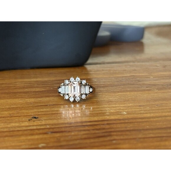 Lovely Octagon Cut Pink Cubic Zirconia ring Gold Tone Yellow Gold Plated Size7.5 - Picture 1 of 10